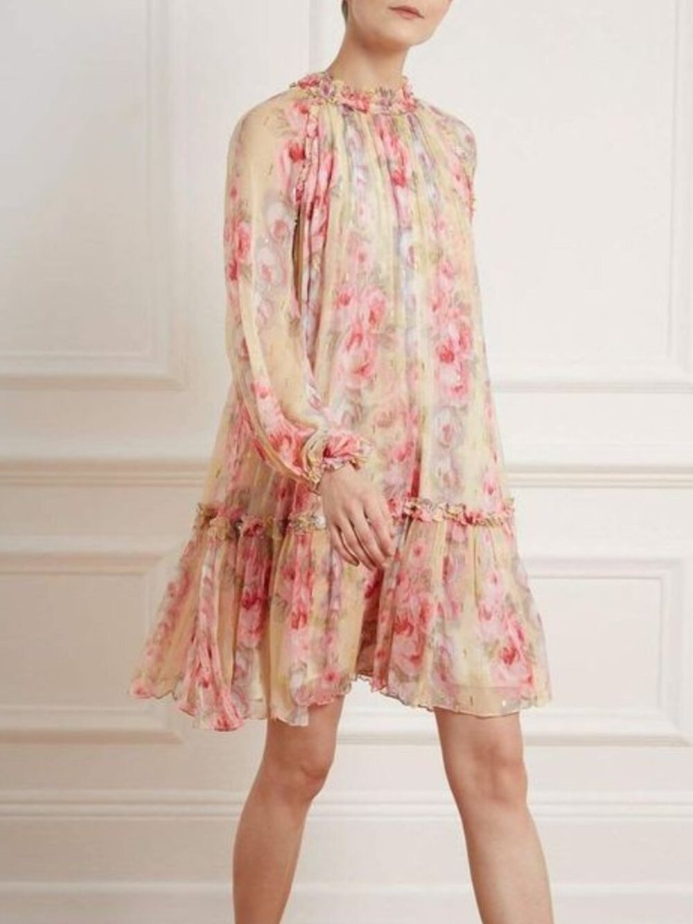 Needle & Thread Ruby Bloom Yellow Mini Dress Size 2